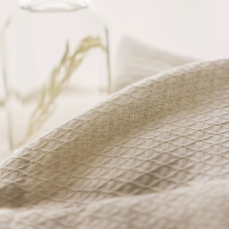 Bohemian Beige Cotton Linen Curtains for Living Room and Bedroom - Custom Southeast Asian Retro Tatami Tulle Design