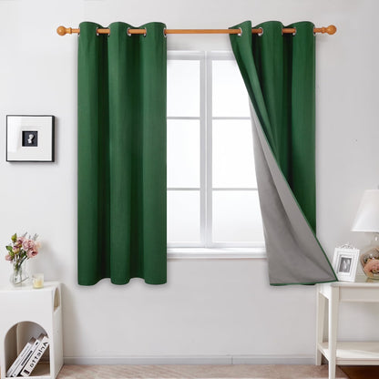 Thermal Insulated 100% Blackout Grommet Curtains, 63-Inch Length, Dark Forest, Set of 2 Panels (42W x 63L inches) for Bedroom Use
