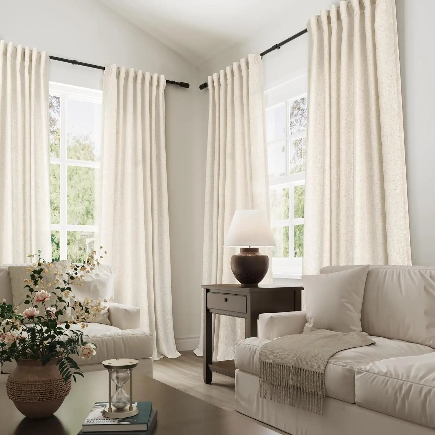 Custom 350cm Height Sheer Curtain in Solid Color, 270cm Length for Living Room Windows