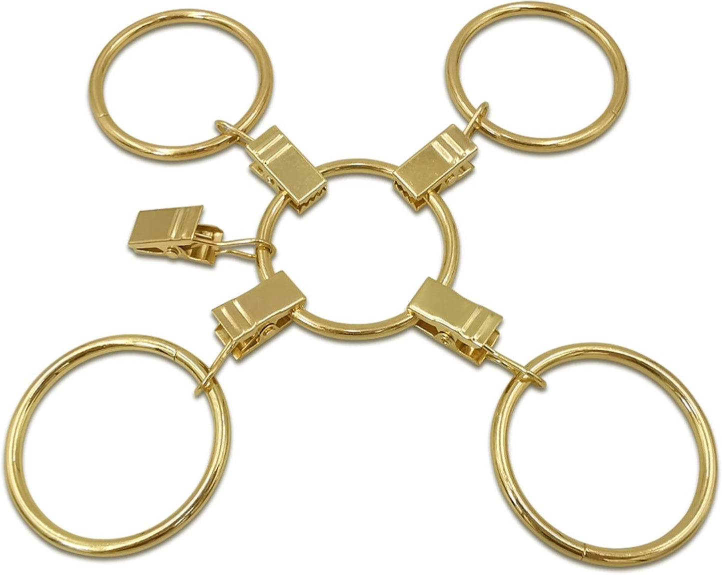 100-Pack Gold Metal Curtain Rings with Clips, 1.5-Inch Interior Diameter Drapery Hooks