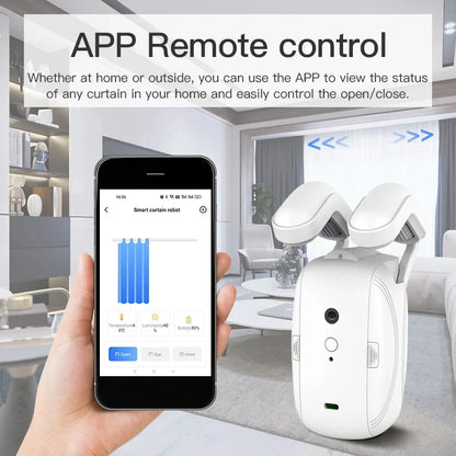 Smart Curtain Robot Motor with WiFi/BL Technology - Automatic Electric Curtain Opener for Roman Rod Rail with Remote Control