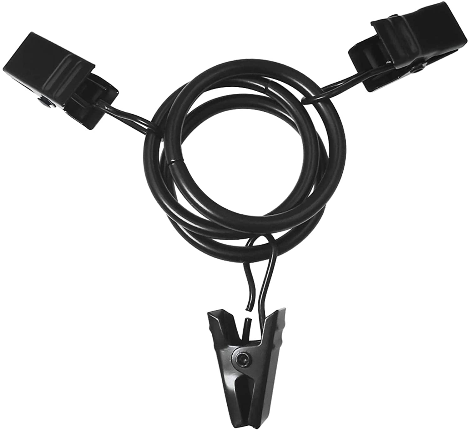Metal Curtain Rings with Clips - 44 Pack, 1 Inch Inner Diameter, Compatible with 5/8 Inch Curtain Rods, Black