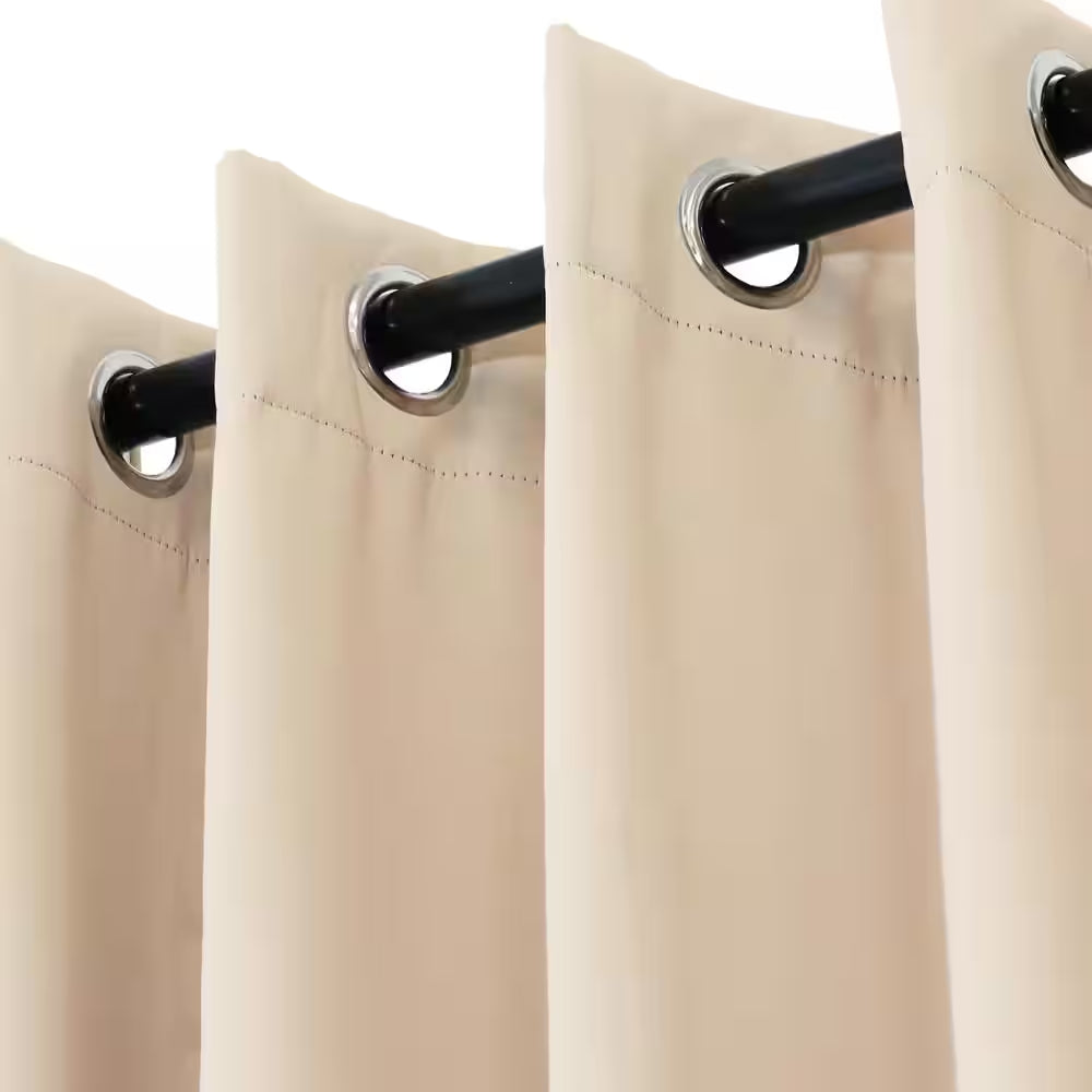 Beige Indoor/Outdoor Blackout Curtain Panel with Grommet Top - 100 x 84 inches (2.54 x 2.13 meters)