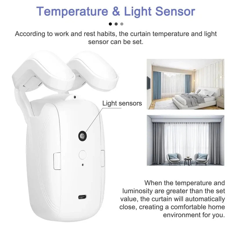 Smart Curtain Robot Motor with WiFi/BL Technology - Automatic Electric Curtain Opener for Roman Rod Rail with Remote Control