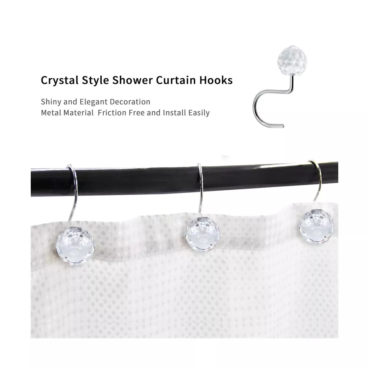 Shower Curtain Hook Rings Set (12 Count)