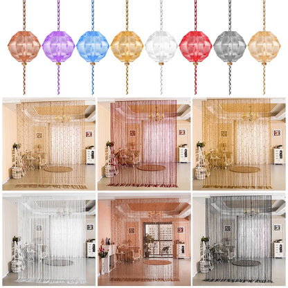 Crystal Beaded String Door Curtain - Decorative Bead Fringe Room Divider and Window Panel Drapes