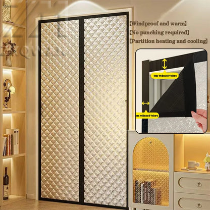 Winter Warm Cotton Door Curtain, Partition Curtain, Thickened Windproof Curtain,No Punching Magnetic Door Curtain,Light Blocking