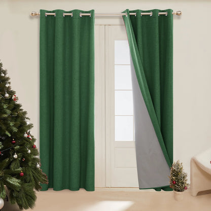 Thermal Insulated 100% Blackout Grommet Curtains, 63-Inch Length, Dark Forest, Set of 2 Panels (42W x 63L inches) for Bedroom Use