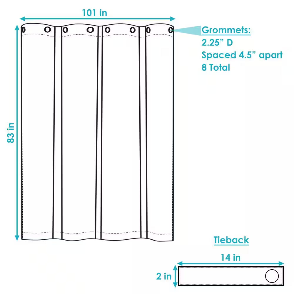 Beige Indoor/Outdoor Blackout Curtain Panel with Grommet Top - 100 x 84 inches (2.54 x 2.13 meters)