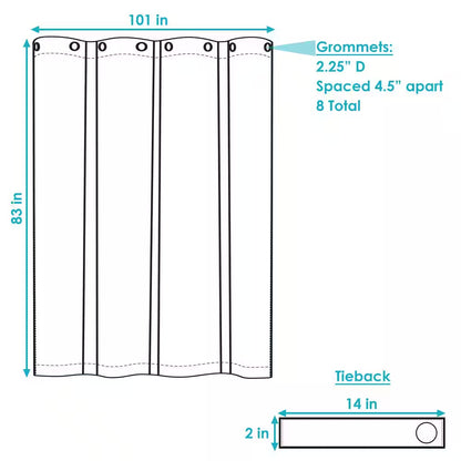 Beige Indoor/Outdoor Blackout Curtain Panel with Grommet Top - 100 x 84 inches (2.54 x 2.13 meters)
