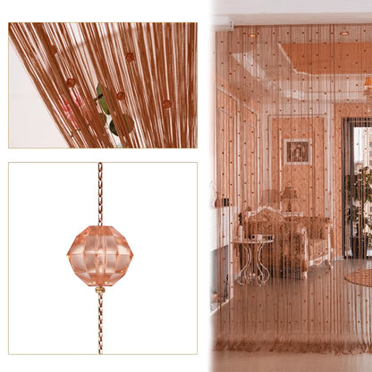 Crystal Beaded String Door Curtain - Decorative Bead Fringe Room Divider and Window Panel Drapes