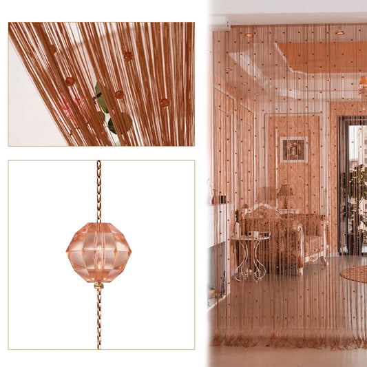 Crystal Beaded String Door Curtain - Decorative Bead Fringe Room Divider and Window Panel Drapes