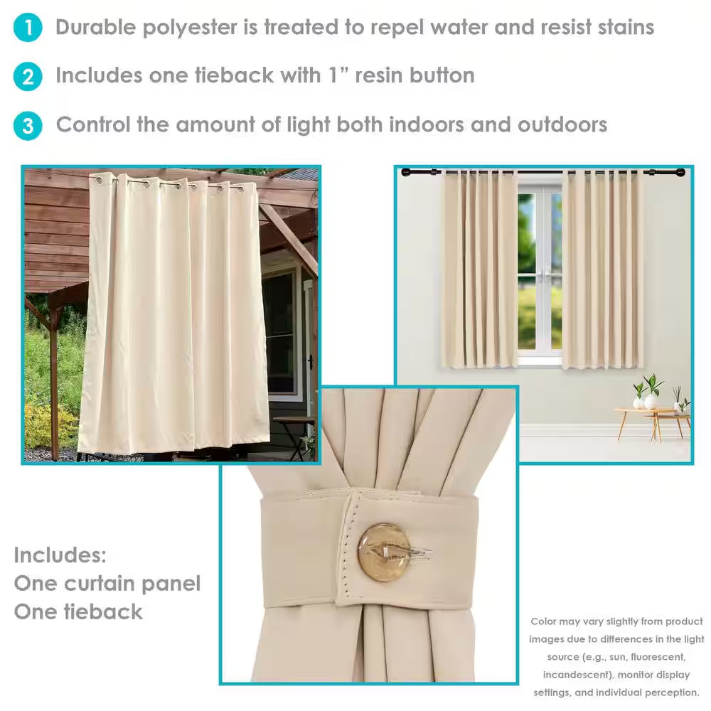Beige Indoor/Outdoor Blackout Curtain Panel with Grommet Top - 100 x 84 inches (2.54 x 2.13 meters)