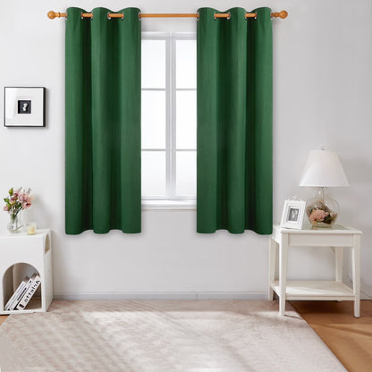 Thermal Insulated 100% Blackout Grommet Curtains, 63-Inch Length, Dark Forest, Set of 2 Panels (42W x 63L inches) for Bedroom Use
