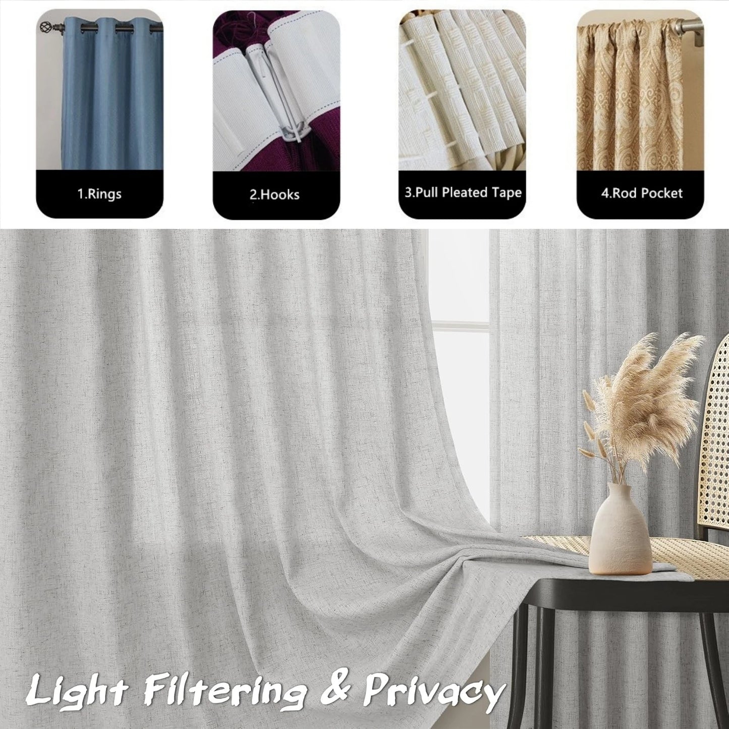 Custom 350cm Height Sheer Curtain in Solid Color, 270cm Length for Living Room Windows