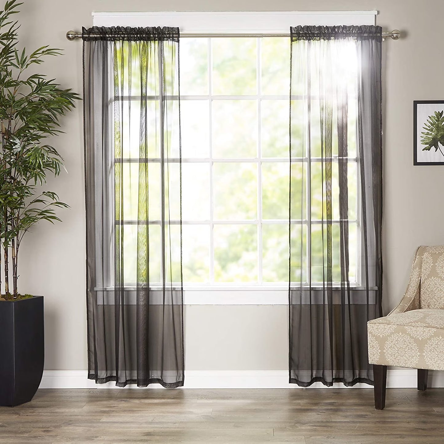 Luxury Sheer Curtain Panels with Rod Pocket for Kitchen, Bedroom, and Living Room - Set of 2 (40 x 84 Inches)