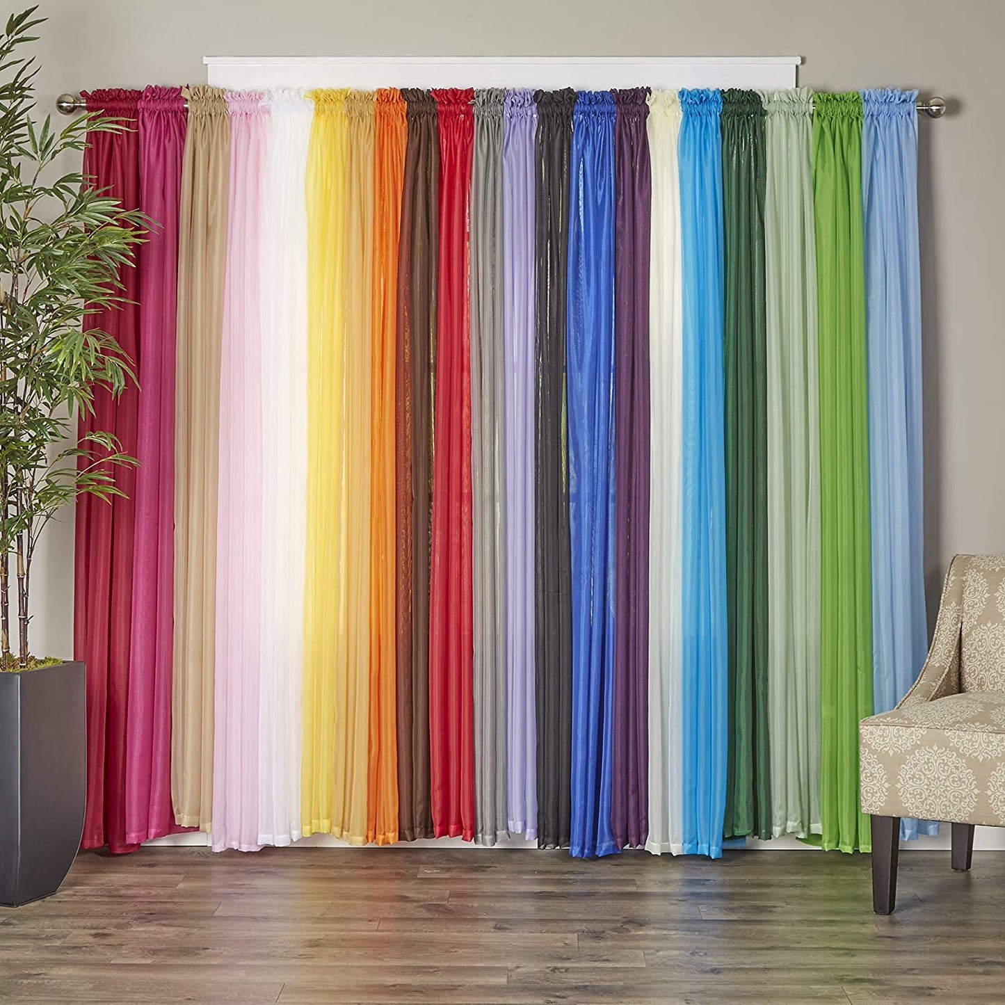 Luxury Sheer Curtain Panels with Rod Pocket for Kitchen, Bedroom, and Living Room - Set of 2 (40 x 84 Inches)
