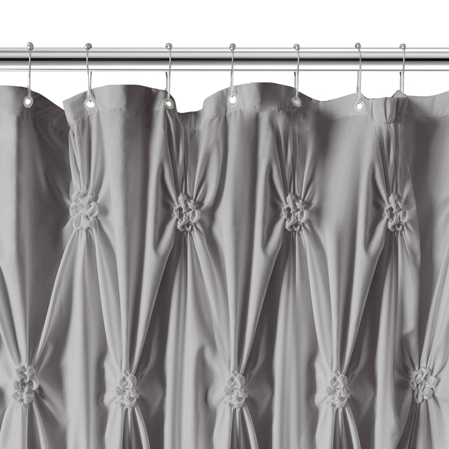 Chic Grey Fabric Farmhouse Shower Curtain for Bathroom Decor, 72" x 72