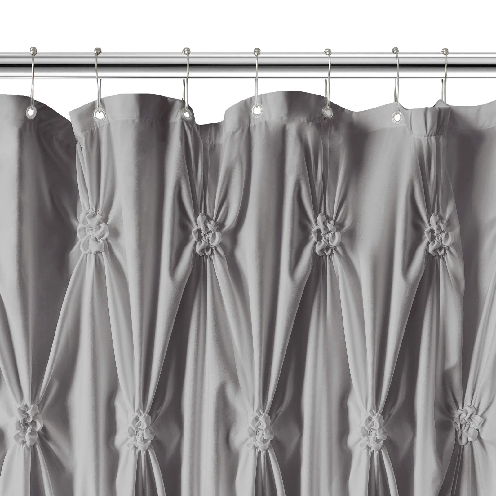 Chic Grey Fabric Farmhouse Shower Curtain for Bathroom Decor, 72" x 72