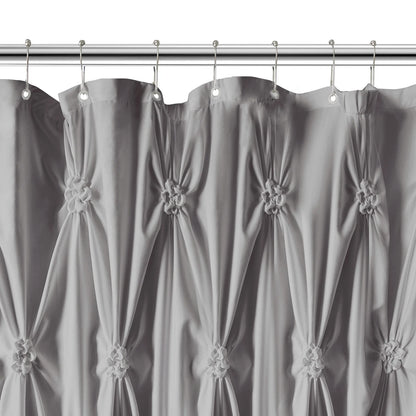 Chic Grey Fabric Farmhouse Shower Curtain for Bathroom Decor, 72" x 72