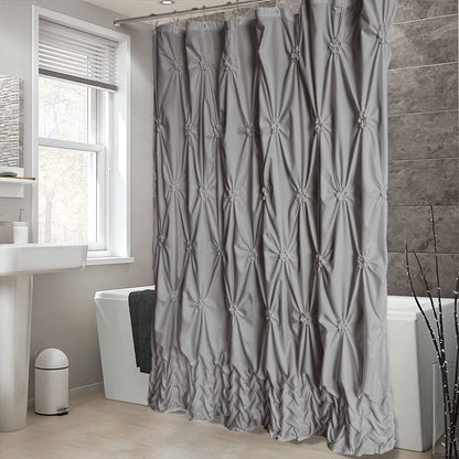 Chic Grey Fabric Farmhouse Shower Curtain for Bathroom Decor, 72" x 72