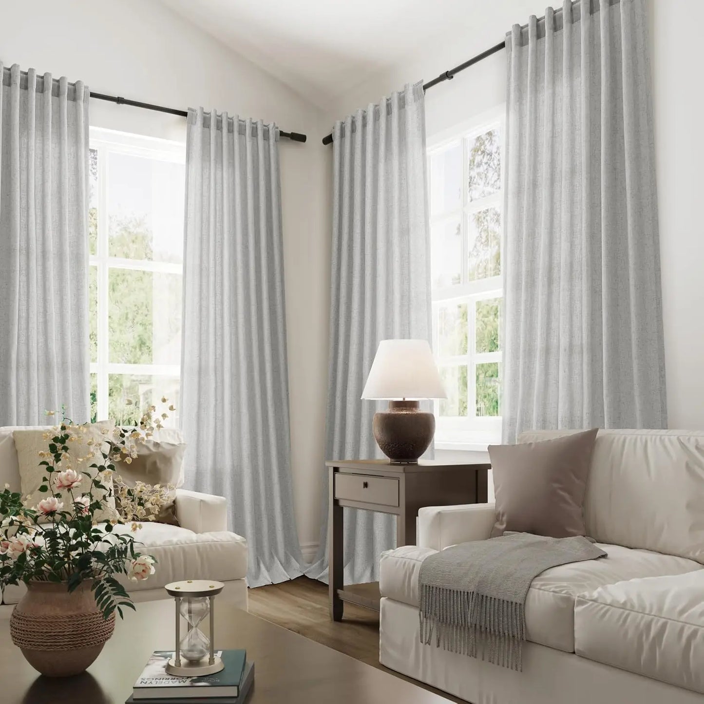 Custom 350cm Height Sheer Curtain in Solid Color, 270cm Length for Living Room Windows