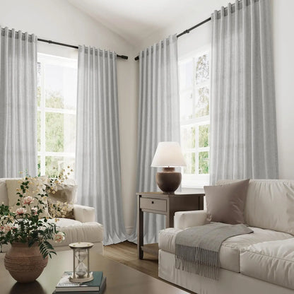 Custom 350cm Height Sheer Curtain in Solid Color, 270cm Length for Living Room Windows