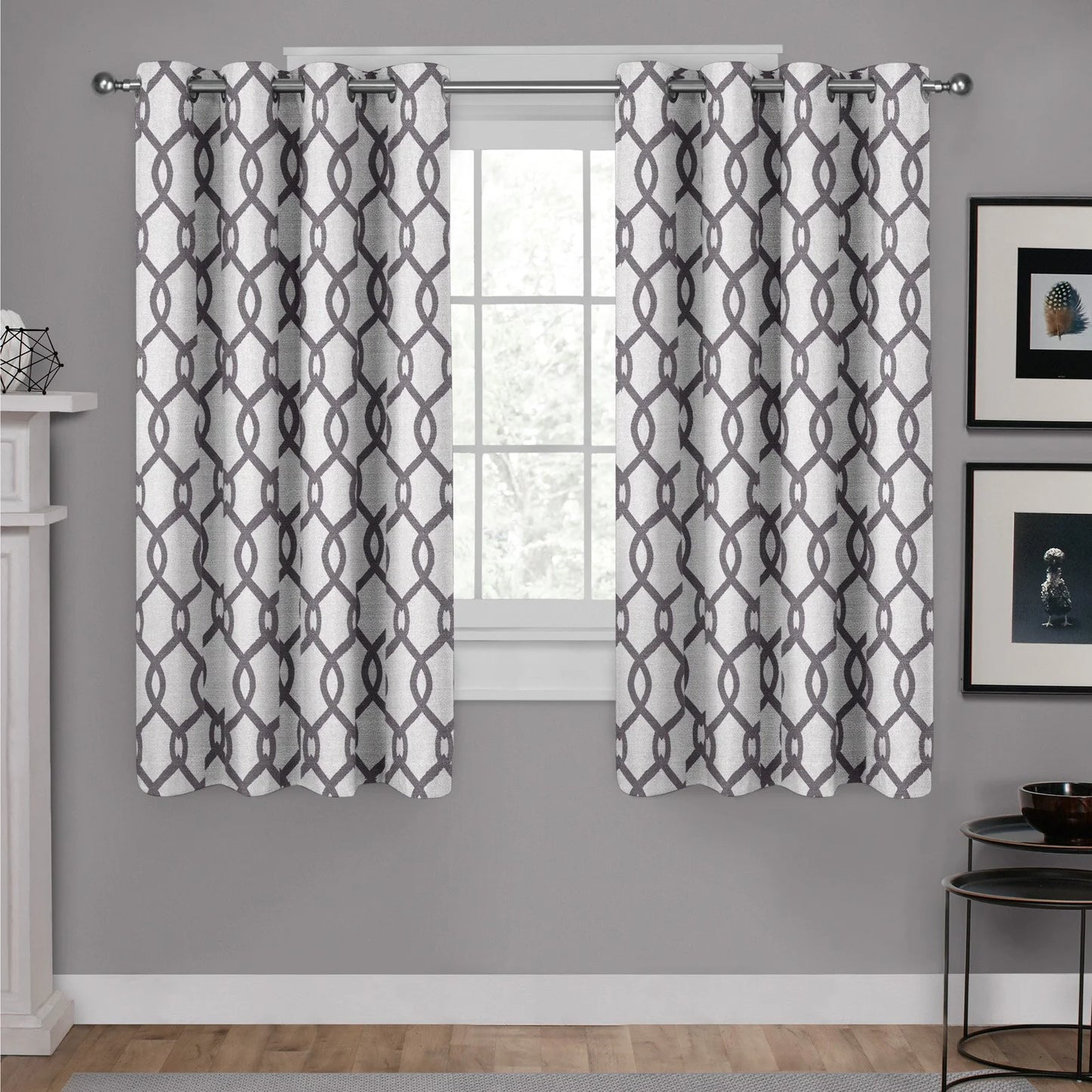 Kochi Light Filtering Linen Blend Grommet Top Curtain Panel Set, 54" x 63", Black Pearl